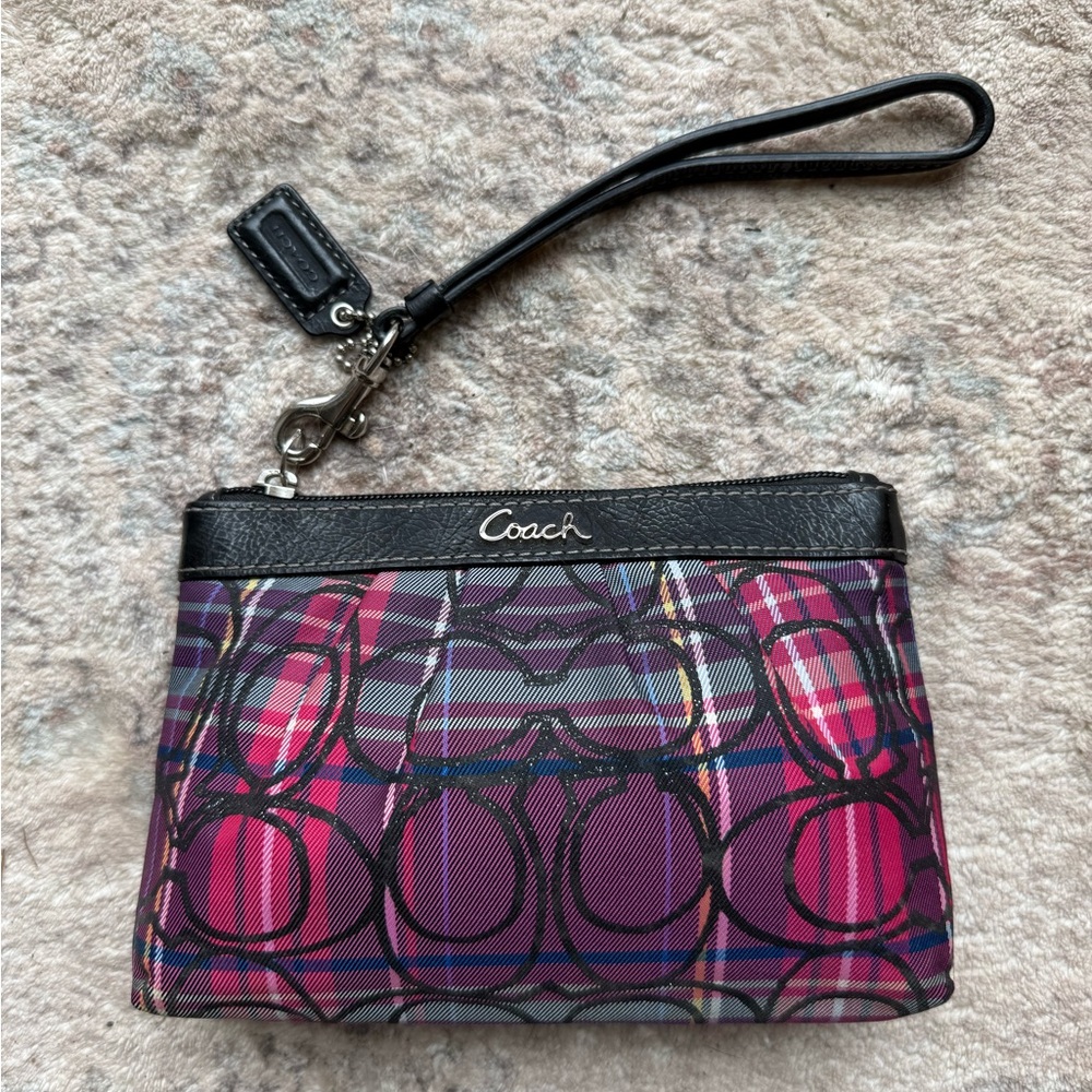 Y2K Coach Plaid Poppy Wristlet